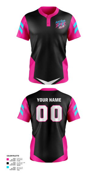 Two Button Softball Jersey, North Florida Spark, Softball, Teamtime, Team time, sublimation, custom sports apparel, team uniforms, spirit wear, spiritwear, sports uniforms, custom shirts, team store, custom team store, fundraiser sports, apparel fundraiser