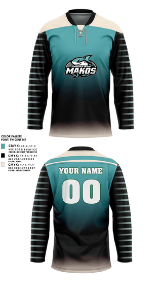Hockey Jersey, Tampa Bay Makos, Ice Hockey, Teamtime, Team time, sublimation, custom sports apparel, team uniforms, spirit wear, spiritwear, sports uniforms, custom shirts, team store, custom team store, fundraiser sports, apparel fundraiser