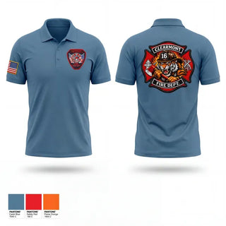 Short Sleeve Performance Polo, Clearmont Volunteer Fire Department, Fire Department, Teamtime, Team time, sublimation, custom sports apparel, team uniforms, spirit wear, spiritwear, sports uniforms, custom shirts, team store, custom team store, fundraiser sports, apparel fundraiser