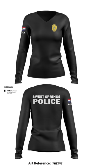Womens Long Sleeve Vneck Shirt, Sweet Springs, Police, Teamtime, Team time, sublimation, custom sports apparel, team uniforms, spirit wear, spiritwear, sports uniforms, custom shirts, team store, custom team store, fundraiser sports, apparel fundraiser
