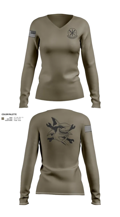 15 Maintenance Squadron 93712610 Women's Long Sleeve V-neck Shirt - 22