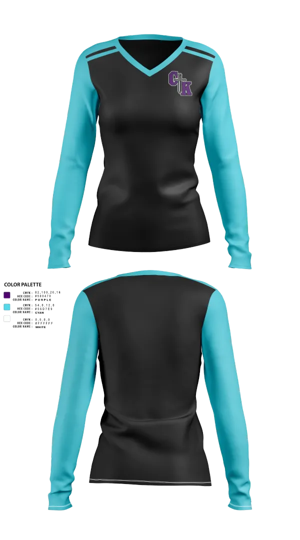 Womens Long Sleeve Vneck Shirt, Columbia Knights Football, , Teamtime, Team time, sublimation, custom sports apparel, team uniforms, spirit wear, spiritwear, sports uniforms, custom shirts, team store, custom team store, fundraiser sports, apparel fundraiser