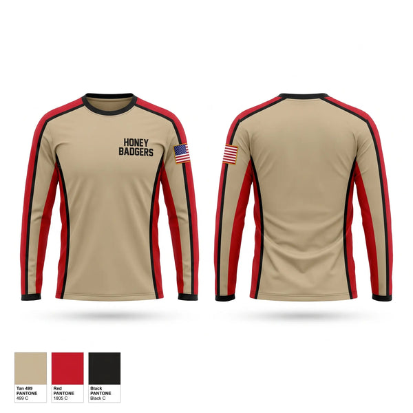Long Sleeve Performance Shirt, Honey badgers, Army, Teamtime, Team time, sublimation, custom sports apparel, team uniforms, spirit wear, spiritwear, sports uniforms, custom shirts, team store, custom team store, fundraiser sports, apparel fundraiser