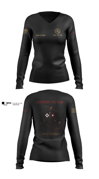 Womens Long Sleeve Vneck Shirt, 1 TSC OCP G6, Army, Teamtime, Team time, sublimation, custom sports apparel, team uniforms, spirit wear, spiritwear, sports uniforms, custom shirts, team store, custom team store, fundraiser sports, apparel fundraiser