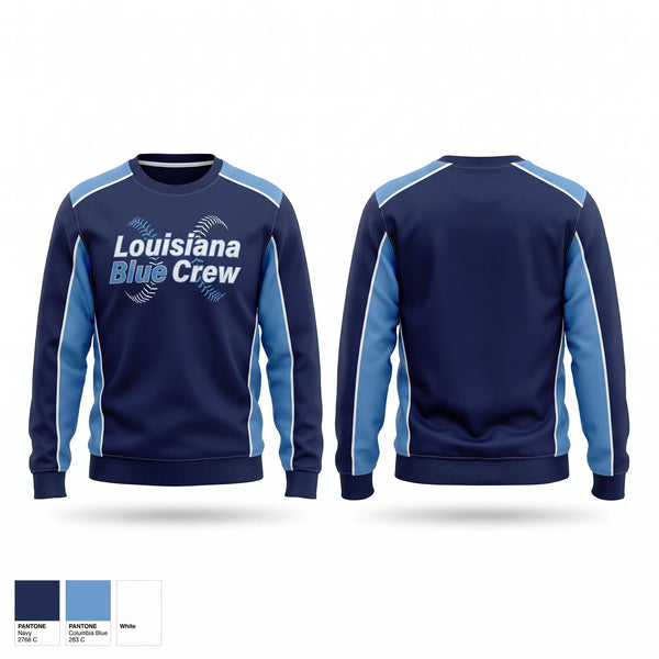Crew Neck Sweatshirt, Louisiana Blue Crew, Baseball, Teamtime, Team time, sublimation, custom sports apparel, team uniforms, spirit wear, spiritwear, sports uniforms, custom shirts, team store, custom team store, fundraiser sports, apparel fundraiser