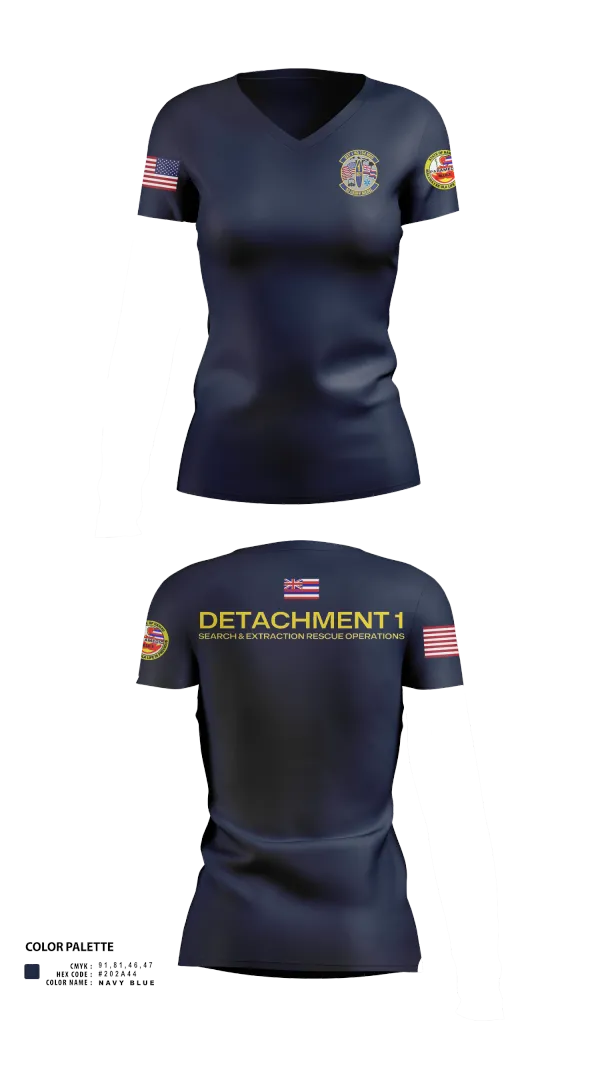 Womens Short Sleeve Vneck Shirt, Detachment 1 SERO, National Guard, Teamtime, Team time, sublimation, custom sports apparel, team uniforms, spirit wear, spiritwear, sports uniforms, custom shirts, team store, custom team store, fundraiser sports, apparel fundraiser