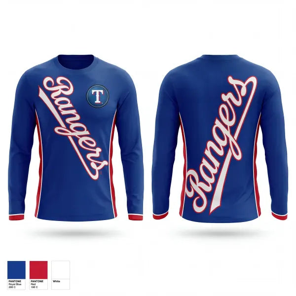 Long Sleeve Performance Shirt, Rangers, Baseball, Teamtime, Team time, sublimation, custom sports apparel, team uniforms, spirit wear, spiritwear, sports uniforms, custom shirts, team store, custom team store, fundraiser sports, apparel fundraiser