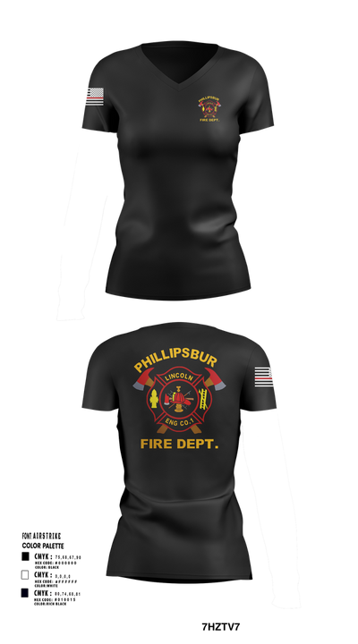 PHILLIPSBURG FIRE DEPARTMENT 39354124 Women's Short Sleeve V-neck Shirt - 103