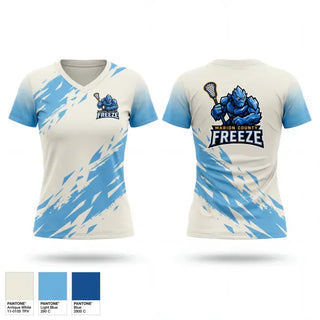 Womens Short Sleeve Vneck Shirt, Freeze Lacrosse, Men's Lacrosse, Teamtime, Team time, sublimation, custom sports apparel, team uniforms, spirit wear, spiritwear, sports uniforms, custom shirts, team store, custom team store, fundraiser sports, apparel fundraiser
