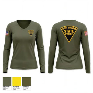 Womens Long Sleeve Vneck Shirt, WVSP, Police, Teamtime, Team time, sublimation, custom sports apparel, team uniforms, spirit wear, spiritwear, sports uniforms, custom shirts, team store, custom team store, fundraiser sports, apparel fundraiser