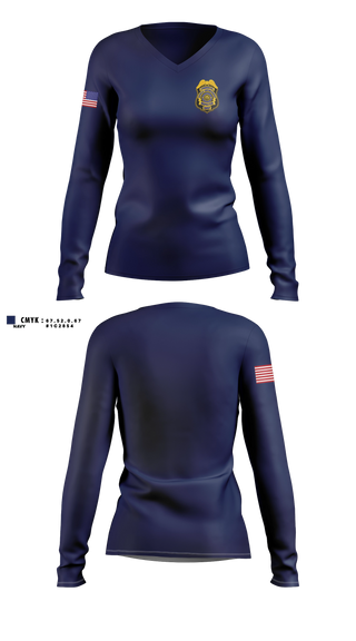 Womens Long Sleeve Vneck Shirt, Department of public safety, Police, Teamtime, Team time, sublimation, custom sports apparel, team uniforms, spirit wear, spiritwear, sports uniforms, custom shirts, team store, custom team store, fundraiser sports, apparel fundraiser