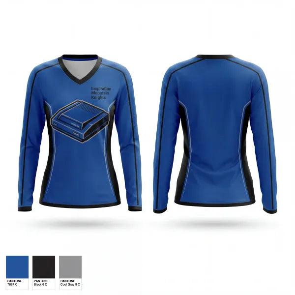 Womens Long Sleeve Vneck Shirt, Inspiration Mountain Knights, Baseball, Teamtime, Team time, sublimation, custom sports apparel, team uniforms, spirit wear, spiritwear, sports uniforms, custom shirts, team store, custom team store, fundraiser sports, apparel fundraiser
