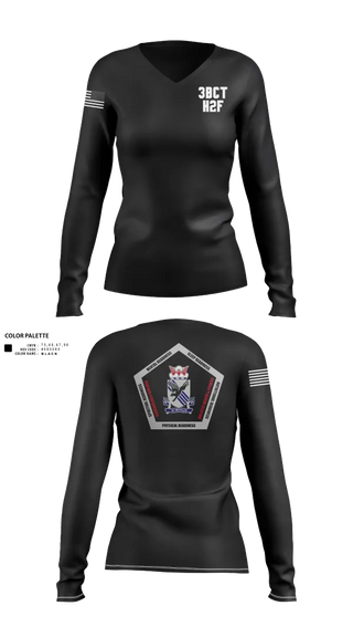 Womens Long Sleeve Vneck Shirt, 3BCT H2F, Army, Teamtime, Team time, sublimation, custom sports apparel, team uniforms, spirit wear, spiritwear, sports uniforms, custom shirts, team store, custom team store, fundraiser sports, apparel fundraiser