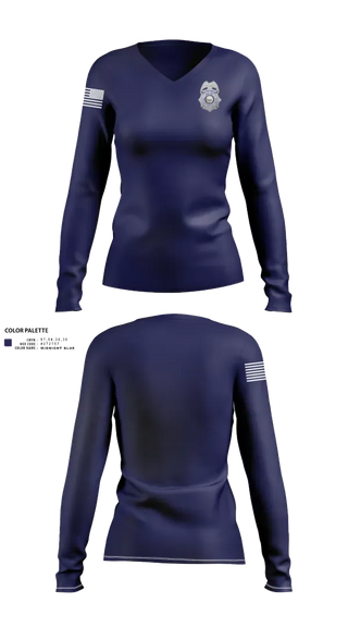 Womens Long Sleeve Vneck Shirt, Des Arc Police Department, Police, Teamtime, Team time, sublimation, custom sports apparel, team uniforms, spirit wear, spiritwear, sports uniforms, custom shirts, team store, custom team store, fundraiser sports, apparel fundraiser