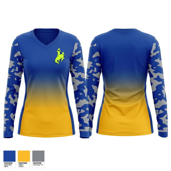 Womens Long Sleeve Vneck Shirt, Shoshoni High School, Spirit Store, Teamtime, Team time, sublimation, custom sports apparel, team uniforms, spirit wear, spiritwear, sports uniforms, custom shirts, team store, custom team store, fundraiser sports, apparel fundraiser