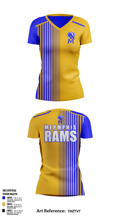 Memphis Rams 44971969 Women's Short Sleeve V-neck Shirt - 2