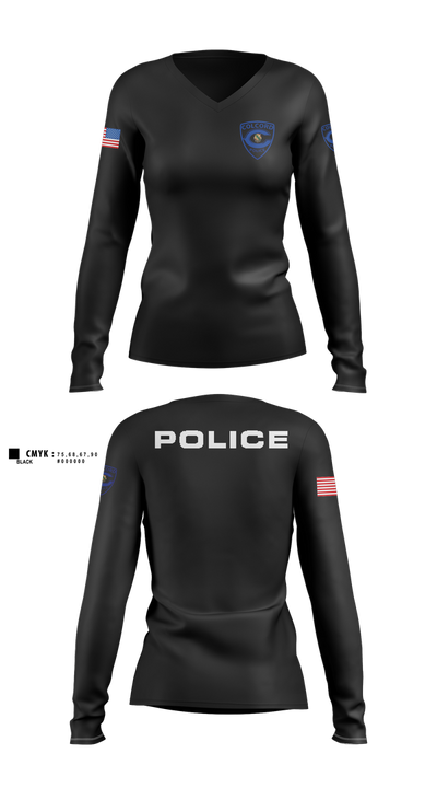 Colcord Police Dept 92733456 Women's Long Sleeve V-neck Shirt - 100