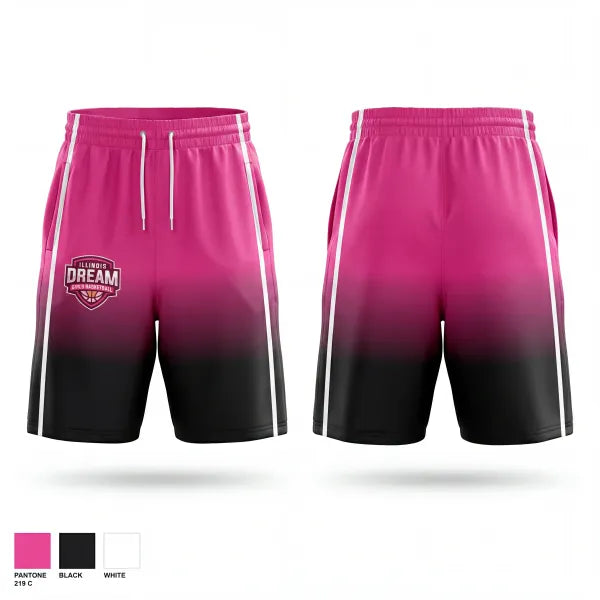 Athletic Shorts With Pockets, Illinois Dream, Women's Basketball, Teamtime, Team time, sublimation, custom sports apparel, team uniforms, spirit wear, spiritwear, sports uniforms, custom shirts, team store, custom team store, fundraiser sports, apparel fundraiser