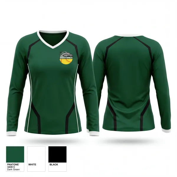 Womens Long Sleeve Vneck Shirt, Lady Mustangs, Softball, Teamtime, Team time, sublimation, custom sports apparel, team uniforms, spirit wear, spiritwear, sports uniforms, custom shirts, team store, custom team store, fundraiser sports, apparel fundraiser