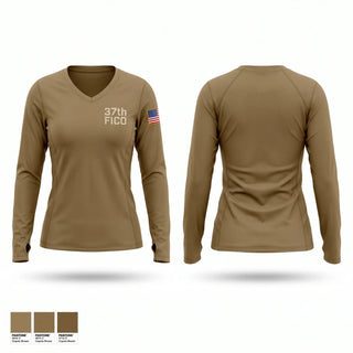 Womens Long Sleeve Vneck Shirt, 37th FICO, Army, Teamtime, Team time, sublimation, custom sports apparel, team uniforms, spirit wear, spiritwear, sports uniforms, custom shirts, team store, custom team store, fundraiser sports, apparel fundraiser