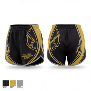 Womens Shorts, Post Falls American Legion Baseball, Baseball, Teamtime, Team time, sublimation, custom sports apparel, team uniforms, spirit wear, spiritwear, sports uniforms, custom shirts, team store, custom team store, fundraiser sports, apparel fundraiser