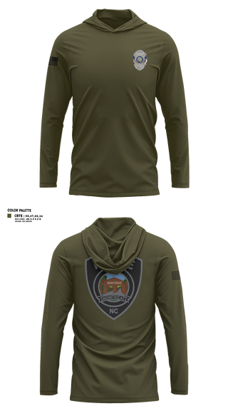 Long Sleeve Hooded Sun Shirt, Montreat Police Department, Police, Teamtime, Team time, sublimation, custom sports apparel, team uniforms, spirit wear, spiritwear, sports uniforms, custom shirts, team store, custom team store, fundraiser sports, apparel fundraiser