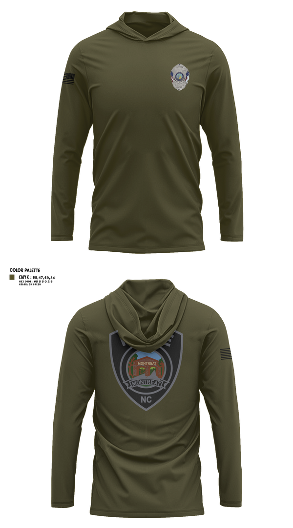 Long Sleeve Hooded Sun Shirt, Montreat Police Department, Police, Teamtime, Team time, sublimation, custom sports apparel, team uniforms, spirit wear, spiritwear, sports uniforms, custom shirts, team store, custom team store, fundraiser sports, apparel fundraiser