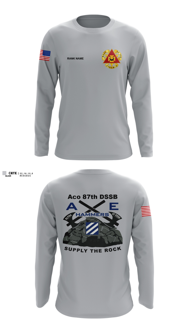 Long Sleeve Performance Shirt, Aco 87th DSSB, Army, Teamtime, Team time, sublimation, custom sports apparel, team uniforms, spirit wear, spiritwear, sports uniforms, custom shirts, team store, custom team store, fundraiser sports, apparel fundraiser