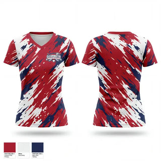 Womens Short Sleeve Vneck Shirt, Clearwater Little League, Baseball, Teamtime, Team time, sublimation, custom sports apparel, team uniforms, spirit wear, spiritwear, sports uniforms, custom shirts, team store, custom team store, fundraiser sports, apparel fundraiser