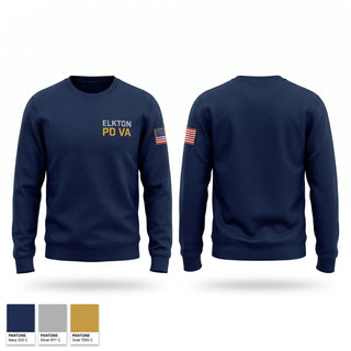 Crew Neck Sweatshirt, Elkton PD VA, Police, Teamtime, Team time, sublimation, custom sports apparel, team uniforms, spirit wear, spiritwear, sports uniforms, custom shirts, team store, custom team store, fundraiser sports, apparel fundraiser