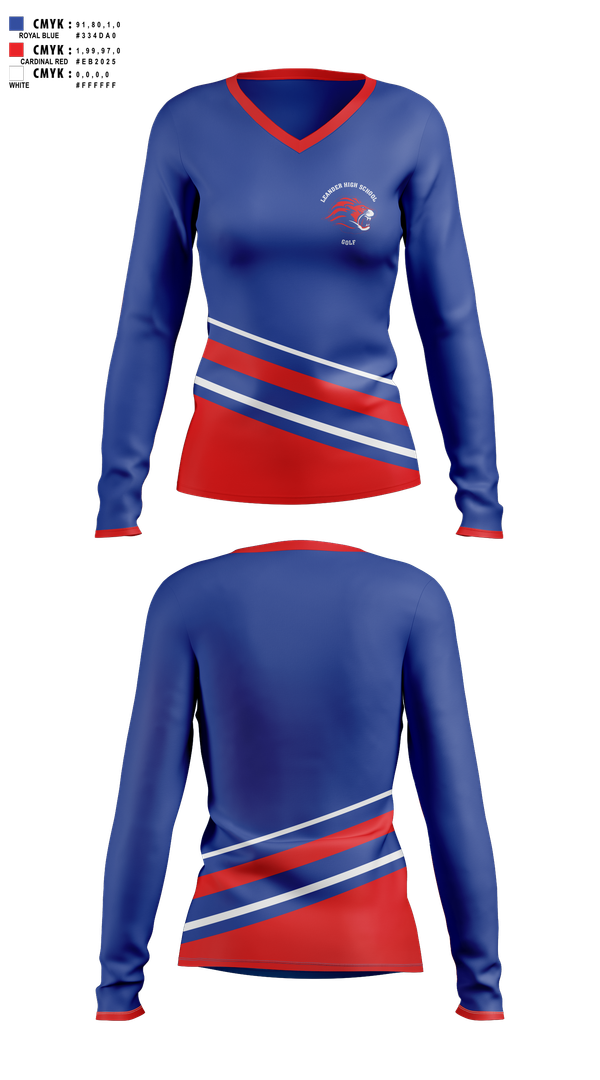 Womens Long Sleeve Vneck Shirt, Leander High School Golf, Golf, Teamtime, Team time, sublimation, custom sports apparel, team uniforms, spirit wear, spiritwear, sports uniforms, custom shirts, team store, custom team store, fundraiser sports, apparel fundraiser