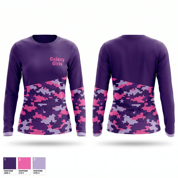 Long Sleeve Performance Shirt, Galaxy Girls, Women's Soccer, Teamtime, Team time, sublimation, custom sports apparel, team uniforms, spirit wear, spiritwear, sports uniforms, custom shirts, team store, custom team store, fundraiser sports, apparel fundraiser
