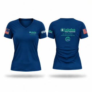 Womens Short Sleeve Vneck Shirt, Alpha Medical Transportation, EMS/EMT, Teamtime, Team time, sublimation, custom sports apparel, team uniforms, spirit wear, spiritwear, sports uniforms, custom shirts, team store, custom team store, fundraiser sports, apparel fundraiser