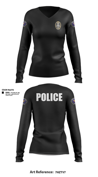 Womens Long Sleeve Vneck Shirt, Farmersville Police, Police, Teamtime, Team time, sublimation, custom sports apparel, team uniforms, spirit wear, spiritwear, sports uniforms, custom shirts, team store, custom team store, fundraiser sports, apparel fundraiser