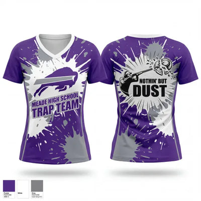 Meade High School Trap Team 7017681 Women's Short Sleeve V-neck Shirt - 1