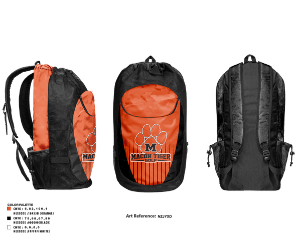 Gear Bag, Macon Tiger Golf, Golf, Teamtime, Team time, sublimation, custom sports apparel, team uniforms, spirit wear, spiritwear, sports uniforms, custom shirts, team store, custom team store, fundraiser sports, apparel fundraiser