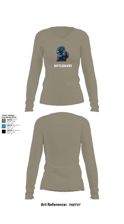 Battlehawks 56996020 Women's Long Sleeve V-neck Shirt - 62