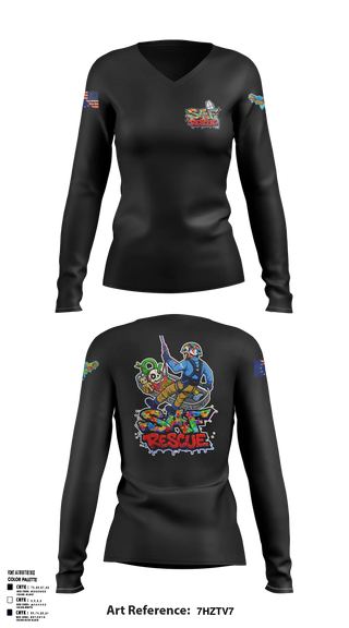Womens Long Sleeve Vneck Shirt, VooDoo RESCUE, Fire Department, Teamtime, Team time, sublimation, custom sports apparel, team uniforms, spirit wear, spiritwear, sports uniforms, custom shirts, team store, custom team store, fundraiser sports, apparel fundraiser