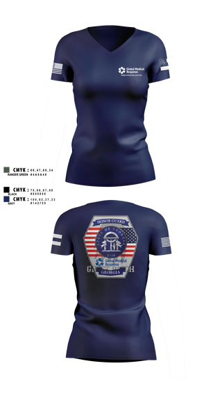 Womens Short Sleeve Vneck Shirt, GMR Georgia Honor Guard, EMS/EMT, Teamtime, Team time, sublimation, custom sports apparel, team uniforms, spirit wear, spiritwear, sports uniforms, custom shirts, team store, custom team store, fundraiser sports, apparel fundraiser