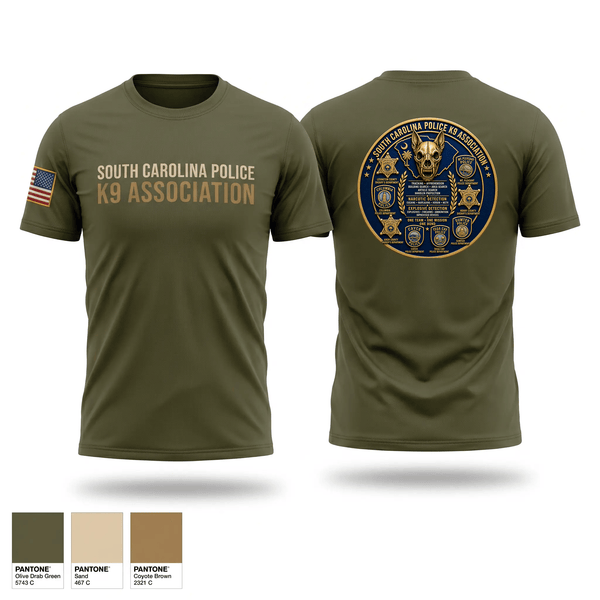 Old School Cotton Feel Shirt, South Carolina Police K9 Association, Police, Teamtime, Team time, sublimation, custom sports apparel, team uniforms, spirit wear, spiritwear, sports uniforms, custom shirts, team store, custom team store, fundraiser sports, apparel fundraiser
