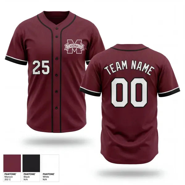 Full Button Baseball Jersey, Maud Cardinals, Baseball, Teamtime, Team time, sublimation, custom sports apparel, team uniforms, spirit wear, spiritwear, sports uniforms, custom shirts, team store, custom team store, fundraiser sports, apparel fundraiser