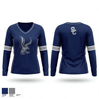 Womens Long Sleeve Vneck Shirt, South Central, Men's Basketball, Teamtime, Team time, sublimation, custom sports apparel, team uniforms, spirit wear, spiritwear, sports uniforms, custom shirts, team store, custom team store, fundraiser sports, apparel fundraiser