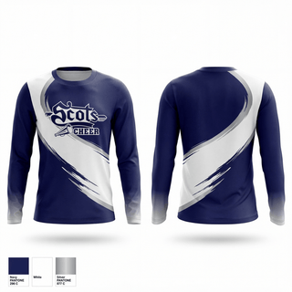 Long Sleeve Performance Shirt, Rim Scots, Cheer, Teamtime, Team time, sublimation, custom sports apparel, team uniforms, spirit wear, spiritwear, sports uniforms, custom shirts, team store, custom team store, fundraiser sports, apparel fundraiser