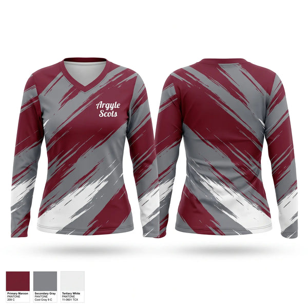 Womens Long Sleeve Vneck Shirt, Argyle Scots, Men's Basketball, Teamtime, Team time, sublimation, custom sports apparel, team uniforms, spirit wear, spiritwear, sports uniforms, custom shirts, team store, custom team store, fundraiser sports, apparel fundraiser