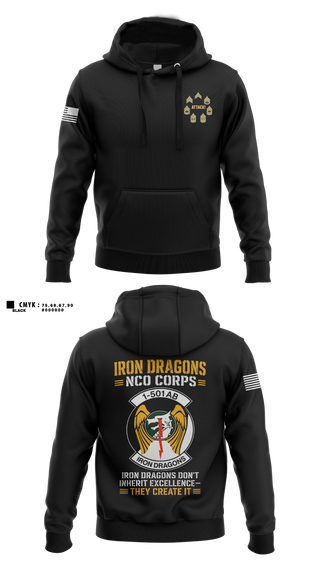 Hoodie, 1-501st Iron Dragons NCO Corps, Army, Teamtime, Team time, sublimation, custom sports apparel, team uniforms, spirit wear, spiritwear, sports uniforms, custom shirts, team store, custom team store, fundraiser sports, apparel fundraiser