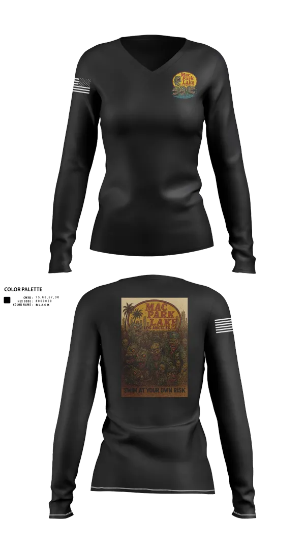 Womens Long Sleeve Vneck Shirt, MACARTHUR PARK UNIT, , Teamtime, Team time, sublimation, custom sports apparel, team uniforms, spirit wear, spiritwear, sports uniforms, custom shirts, team store, custom team store, fundraiser sports, apparel fundraiser