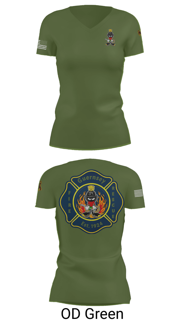 Womens Short Sleeve Vneck Shirt, Guernsey Fire & Rescue, , Teamtime, Team time, sublimation, custom sports apparel, team uniforms, spirit wear, spiritwear, sports uniforms, custom shirts, team store, custom team store, fundraiser sports, apparel fundraiser