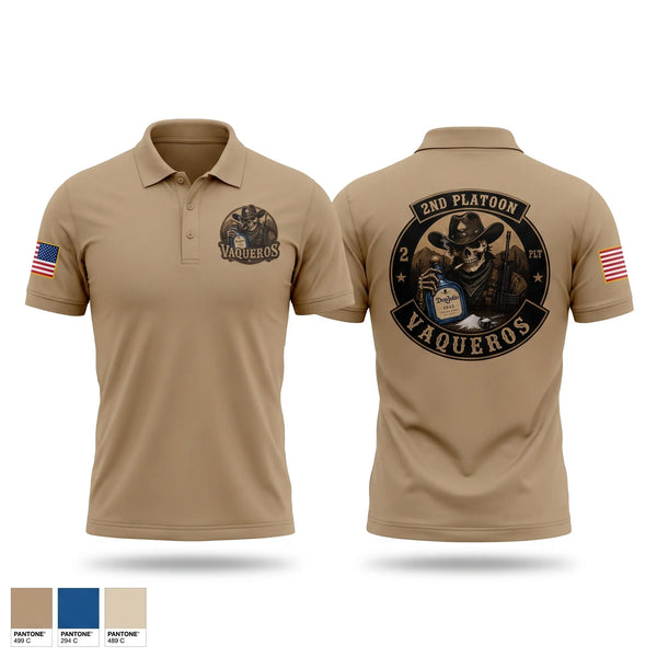 Short Sleeve Performance Polo, 2nd Platoon Vaqueros, Army, Teamtime, Team time, sublimation, custom sports apparel, team uniforms, spirit wear, spiritwear, sports uniforms, custom shirts, team store, custom team store, fundraiser sports, apparel fundraiser