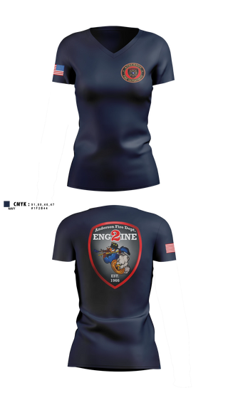 Womens Short Sleeve Vneck Shirt, Anderson City Fire, Fire Department, Teamtime, Team time, sublimation, custom sports apparel, team uniforms, spirit wear, spiritwear, sports uniforms, custom shirts, team store, custom team store, fundraiser sports, apparel fundraiser
