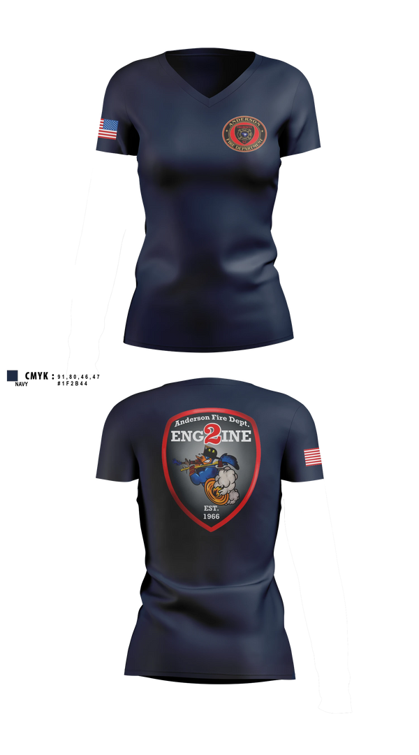 Womens Short Sleeve Vneck Shirt, Anderson City Fire, Fire Department, Teamtime, Team time, sublimation, custom sports apparel, team uniforms, spirit wear, spiritwear, sports uniforms, custom shirts, team store, custom team store, fundraiser sports, apparel fundraiser
